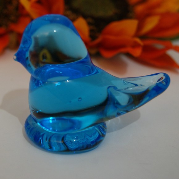 VTG Blue Bird of Happiness Signed Ron Ray 1992 Beautiful Glass Art Paperweight - Picture 1 of 12